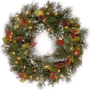 National Tree Company Pre-Lit Artificial Christmas Crestwood Green Wreath NEW!